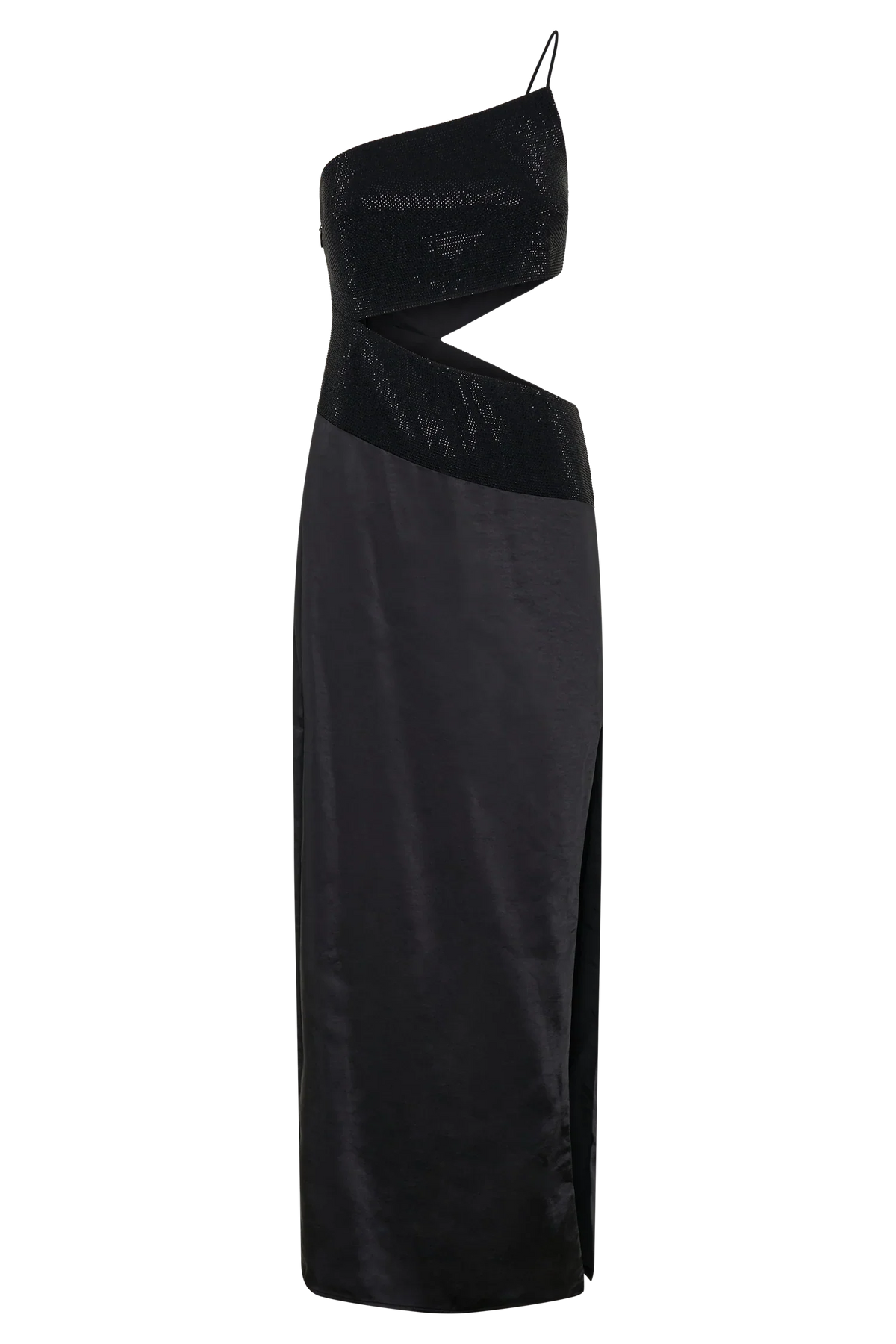 Athena One Shoulder Diamante Maxi Dress Black
