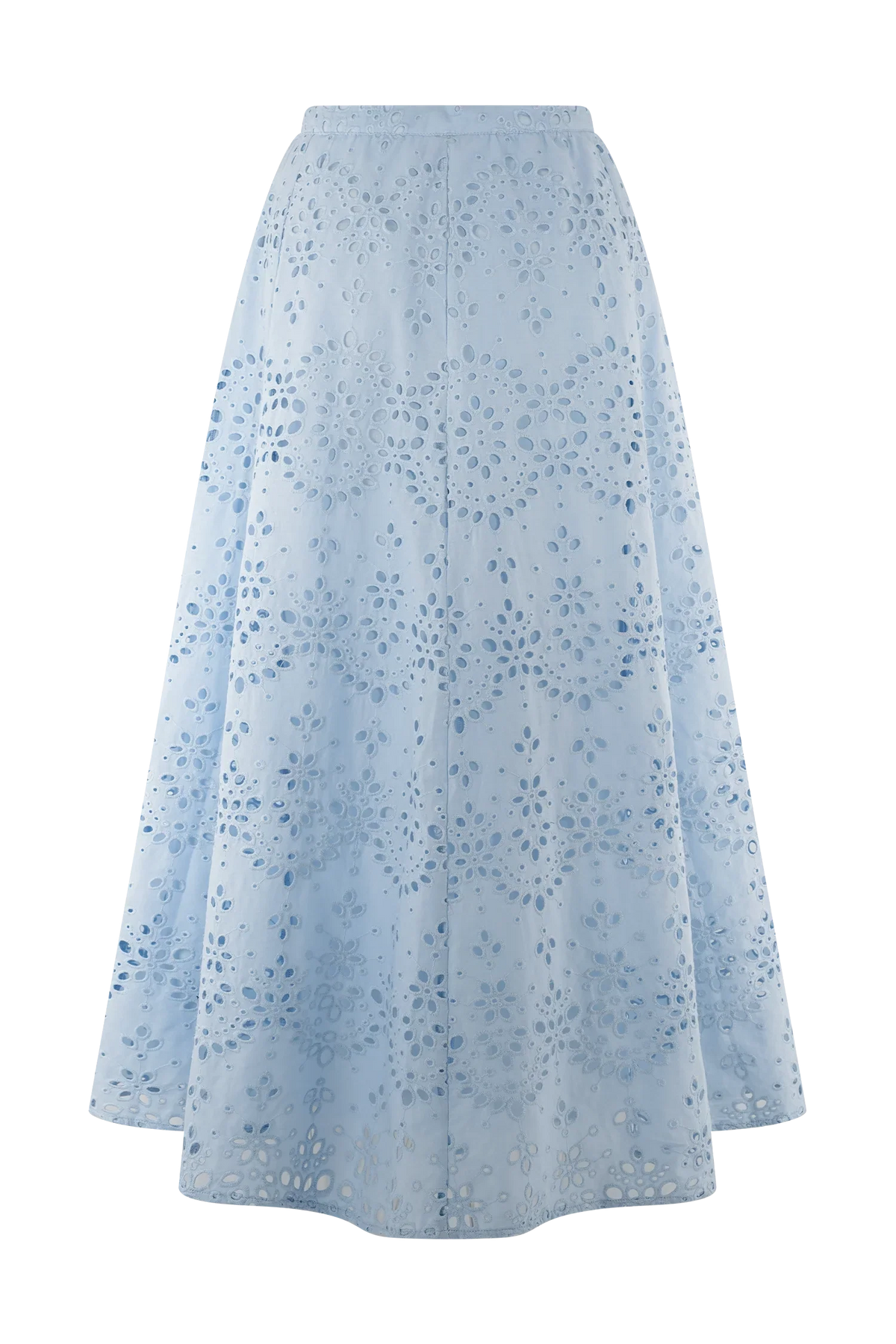 Arla Broderie Midi Skirt Pale Cornflower Blue