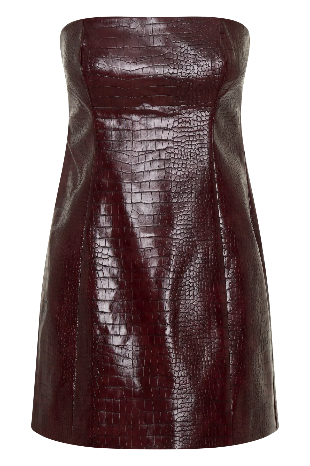 Anouk Faux Leather Strapless Mini Dress Merlot