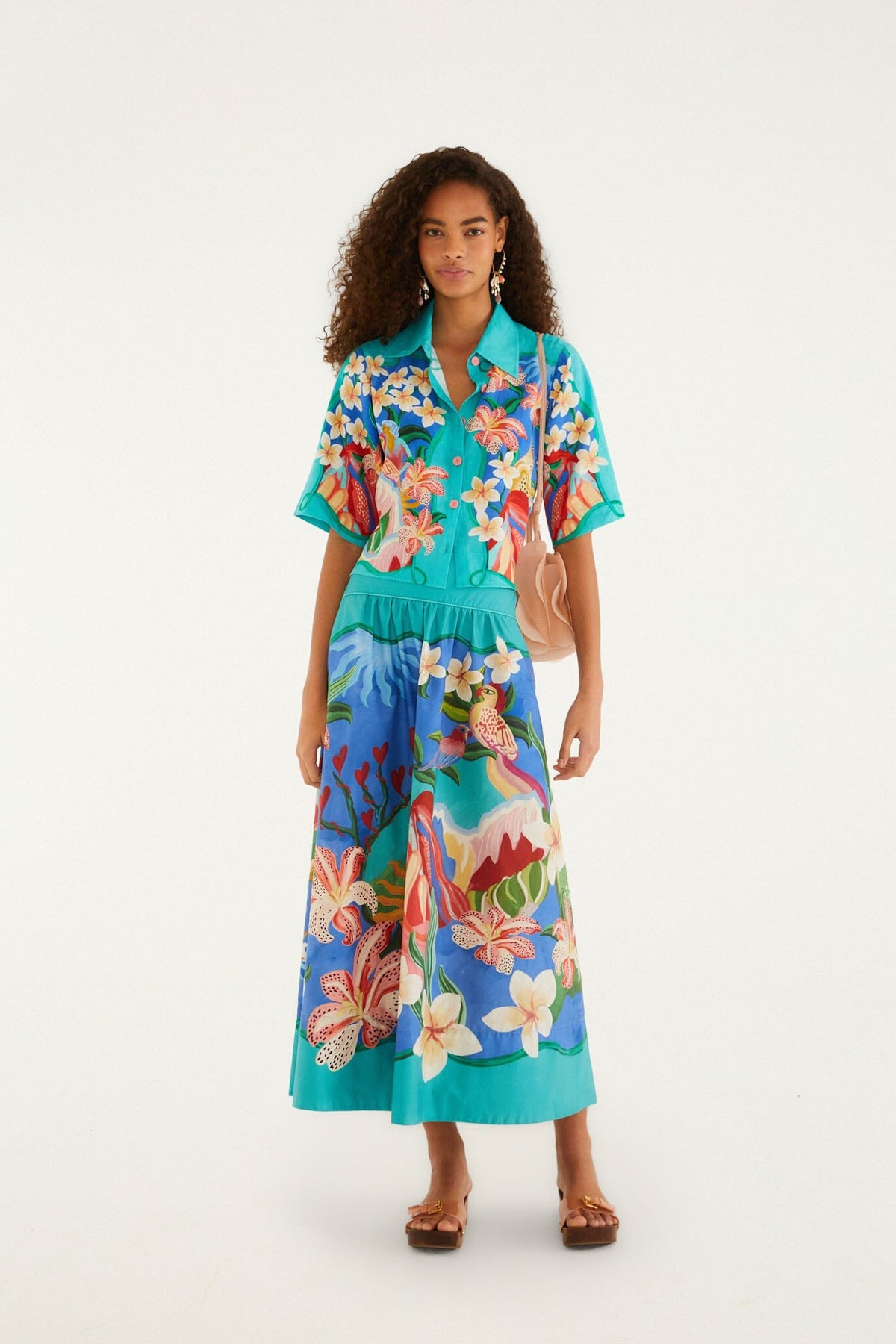 Multicolor Garden Of Life Pockets Midi Skirt