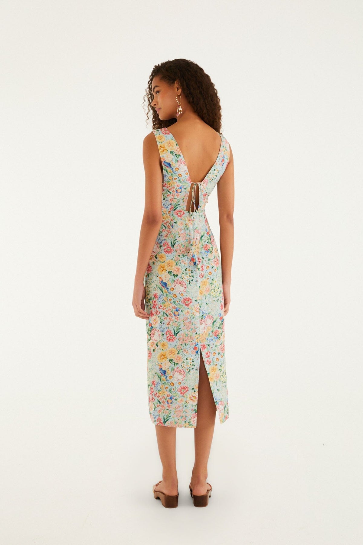 Multicolor Rendeira 3d Bodice Midi Dress