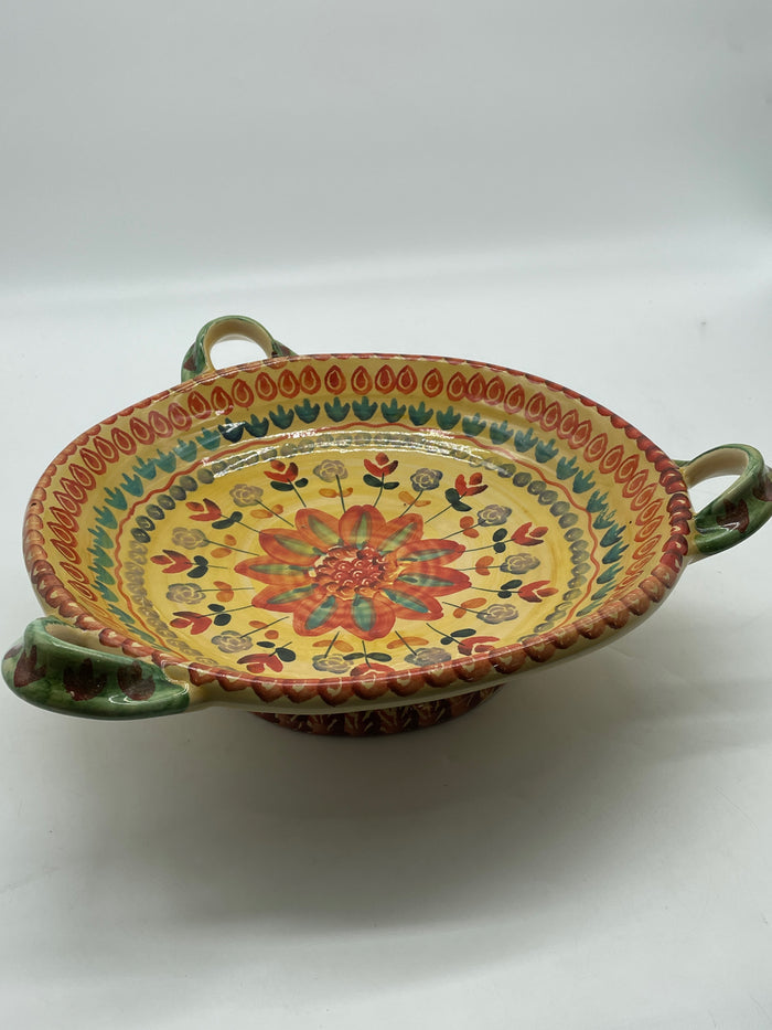 HAND PAINTED FLORAL CENTERPIECE BOWL