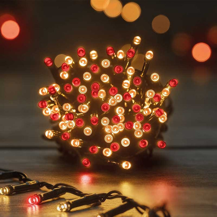 Smart Garden Plug In Christmas Lights (Mains Powered) - Antique White/Red 200 LED String Lights