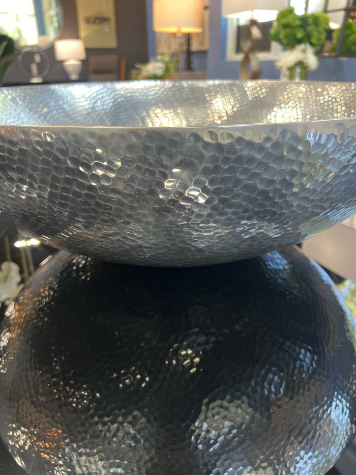 WEST ELM SILVER HAMMERED METAL BOWL