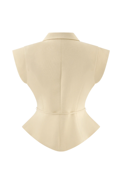 Andina Shortsleeve Linen Top Natural Beige
