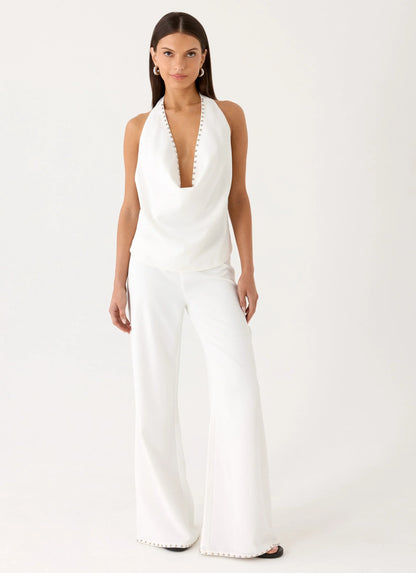 Ashika Studded Pants White