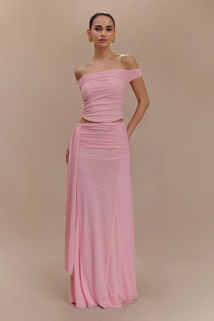 Arna Mesh Maxi Skirt Candy Pink