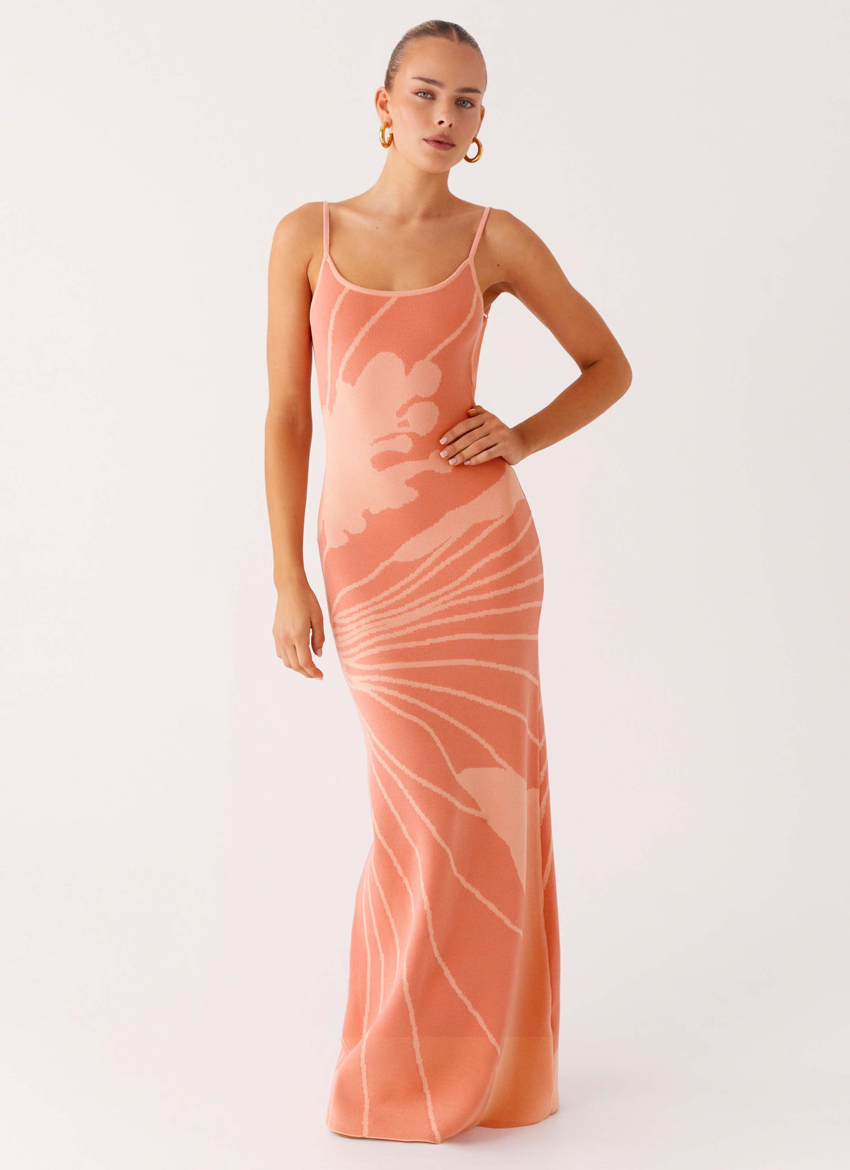 Bliss View Knit Maxi Dress Peach