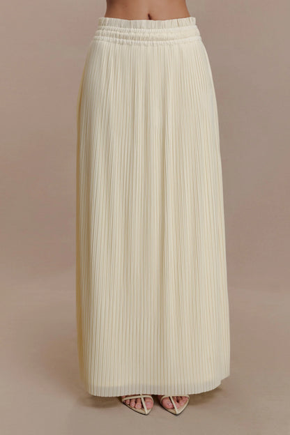 Amaris Gathered Plisse Maxi Skirt Lemon
