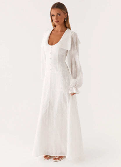 Alima Long Sleeve Maxi Dress White