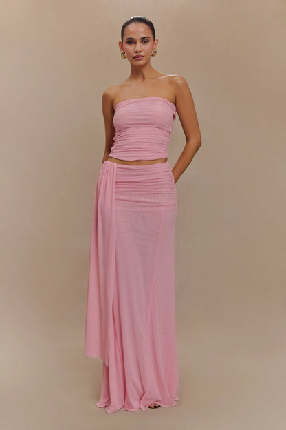 Arna Mesh Maxi Skirt Candy Pink