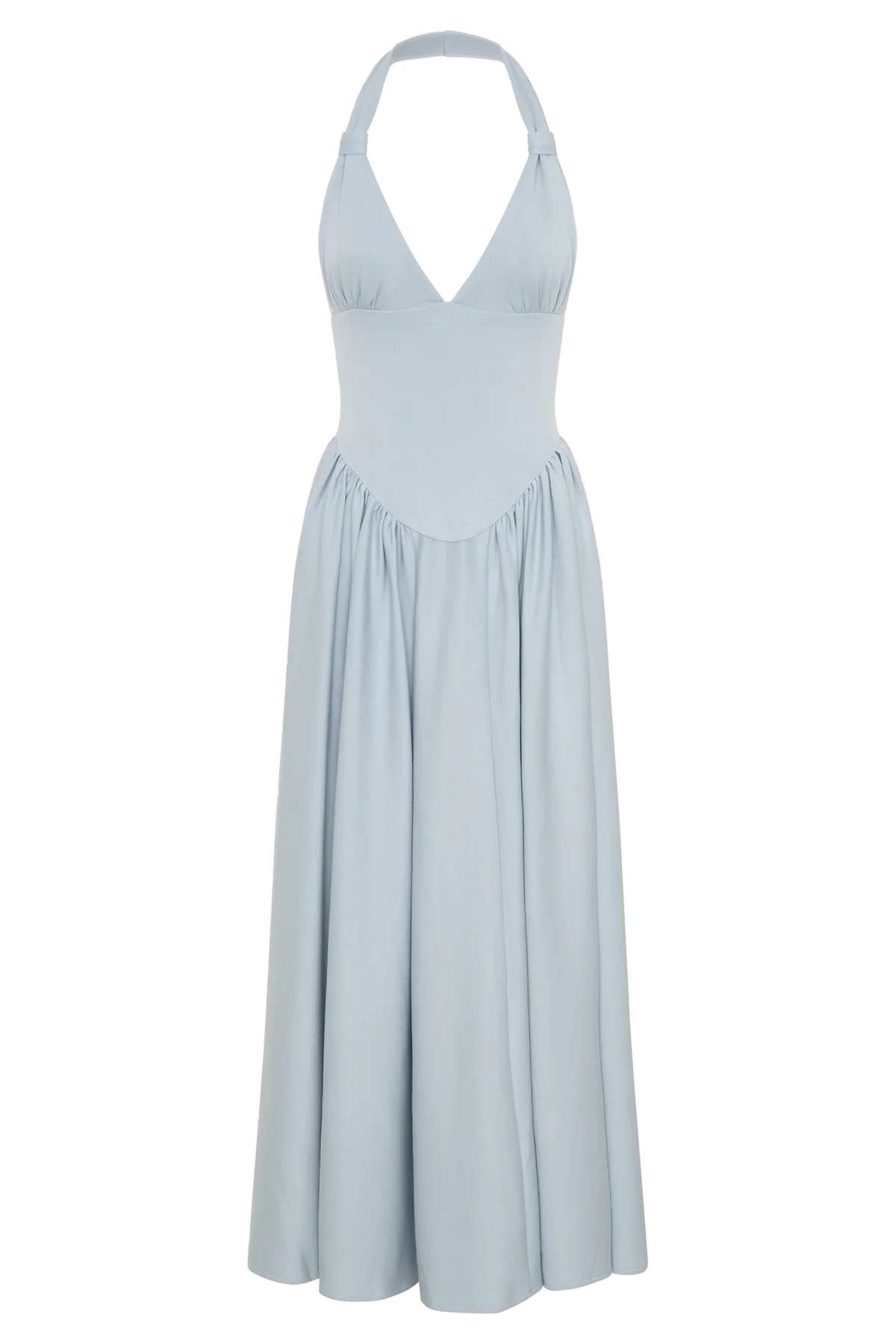 Angelina Scuba Halter Midi Dress Pale Blue