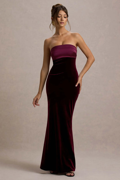 Ambrosi Port Velvet Bandeau Maxi Dress