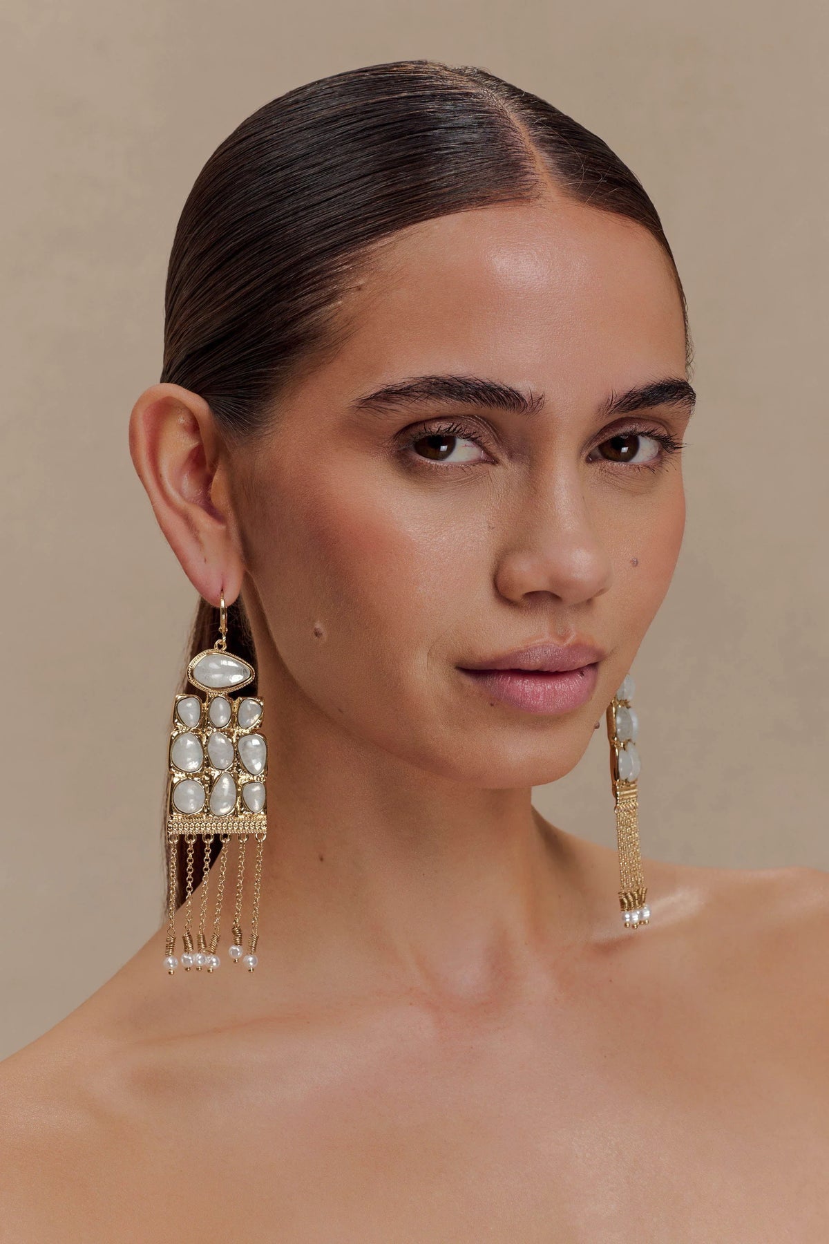 Annika Horizontal Resin Drop Earrings Gold