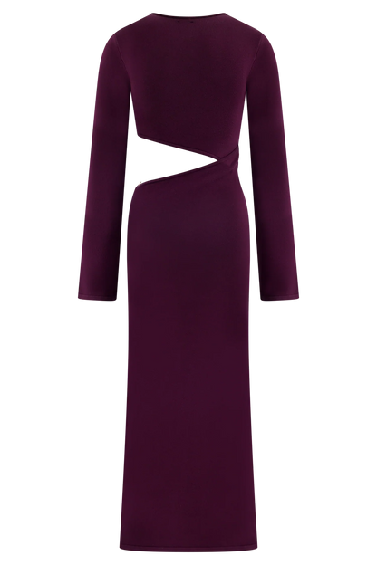 Azariah Long Sleeve Knit Midi Dress Plum
