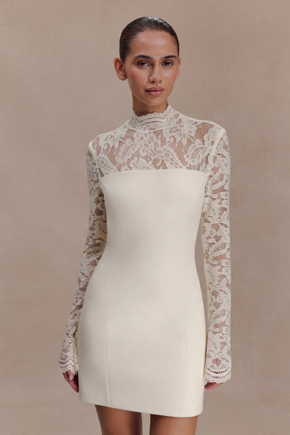 Aurelie Long Sleeve Lace Mini Dress Ivory