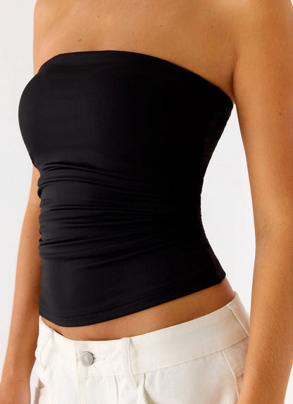 Adrienna Strapless Top Black