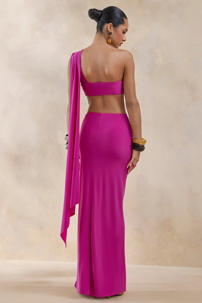 Azura Hot Pink Wrap Maxi Skirt With Sash