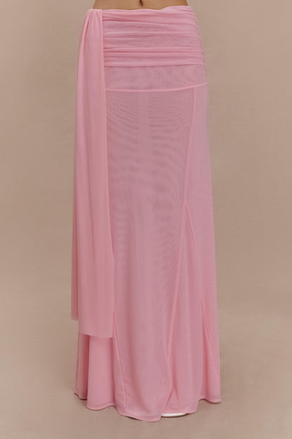 Arna Mesh Maxi Skirt Candy Pink