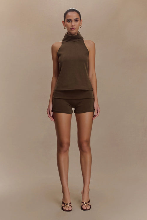 Birdie Fold Over Shorts Chocolate