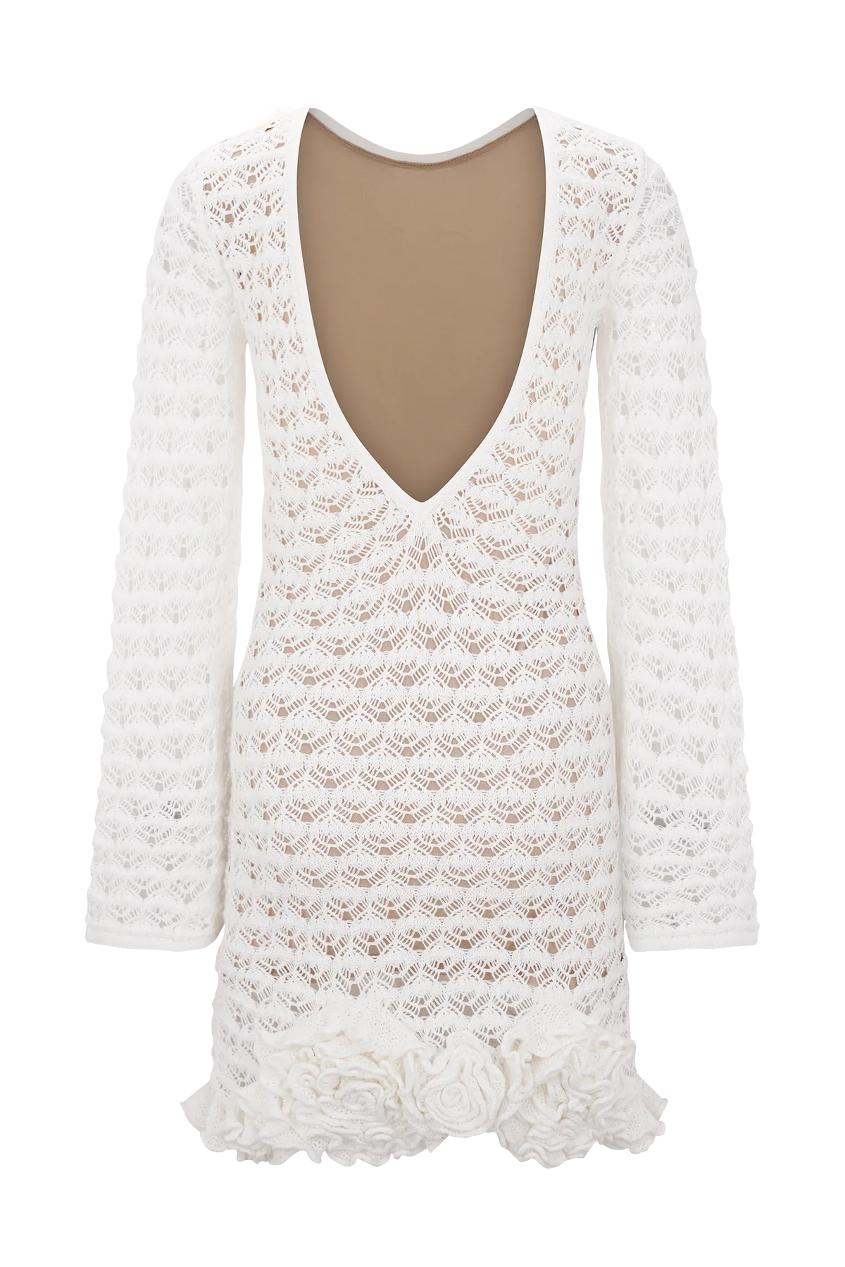 Aileen Ruffle Crochet Mini Dress Ivory