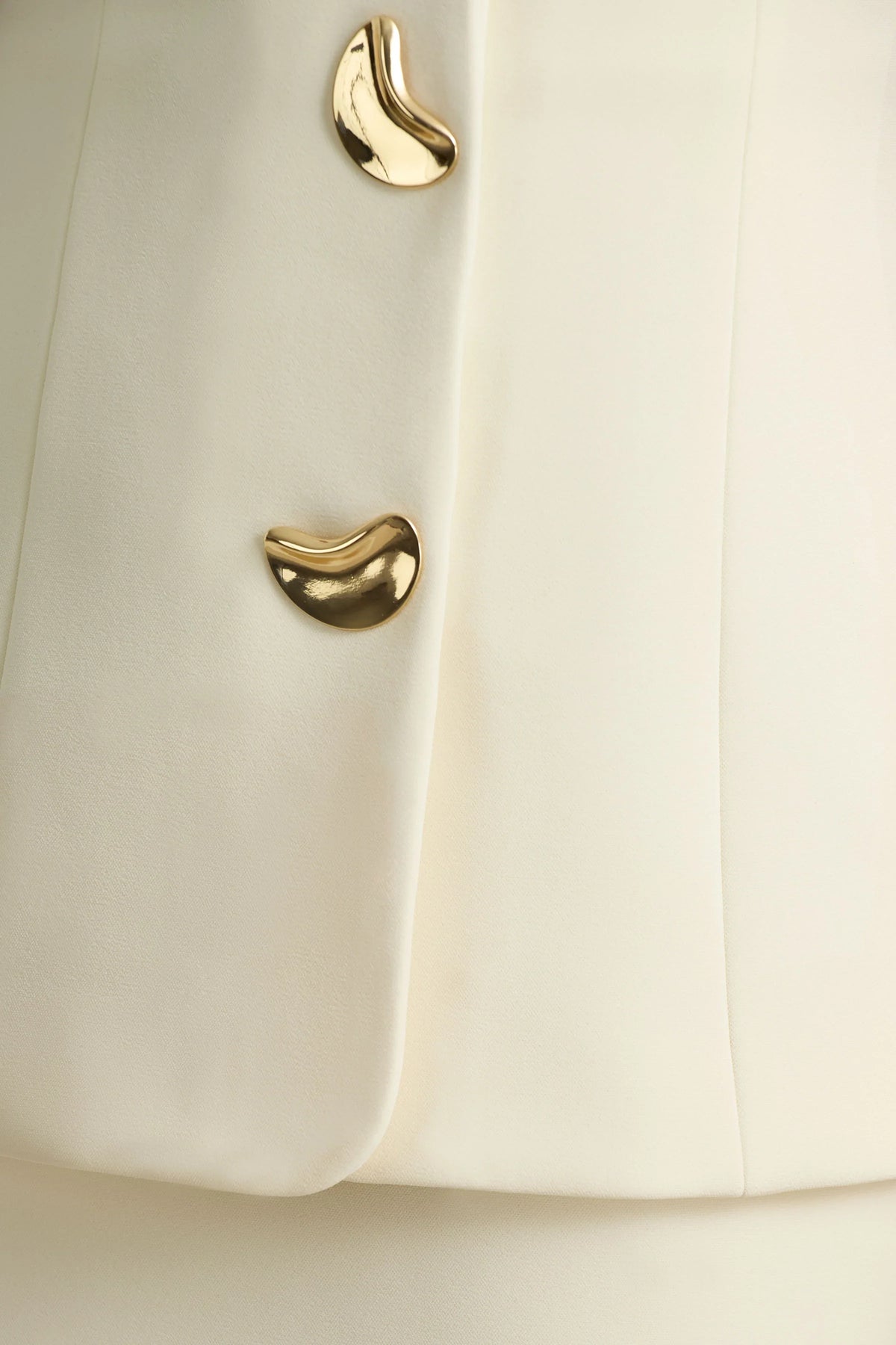 Angel Cream Plunge Neck Tailored Mini Dress With Gold Detailing