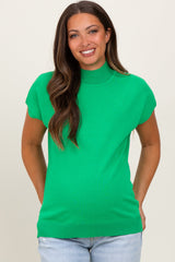 Green Mock Neck Knit Maternity Top