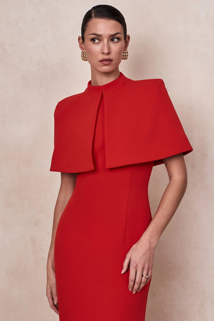 Astrelle Red High Neck Maxi Dress