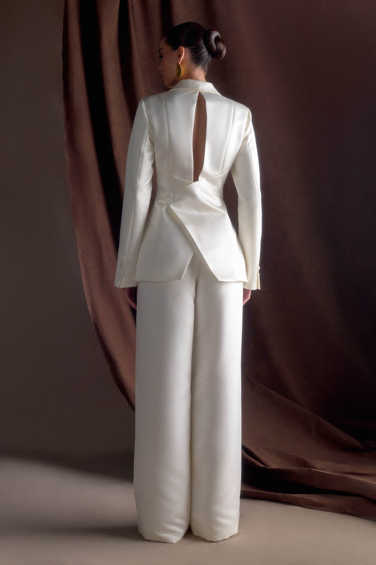 Ada Tailored Satin Blazer Ivory