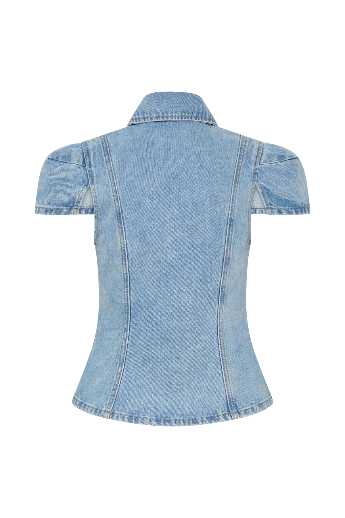 Bently Short Sleeve Denim Top Washed Light Blue