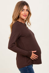 Brown Long Sleeve Maternity Top