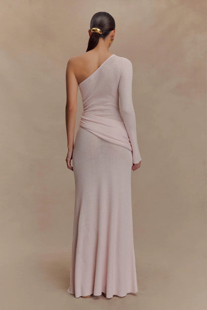 Alexius One Shoulder Knit Maxi Dress Dusty Pink