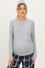 Heather Grey Basic Long Sleeve Maternity Top