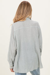 Olive Oversized Striped Button-Up Maternity Shirt