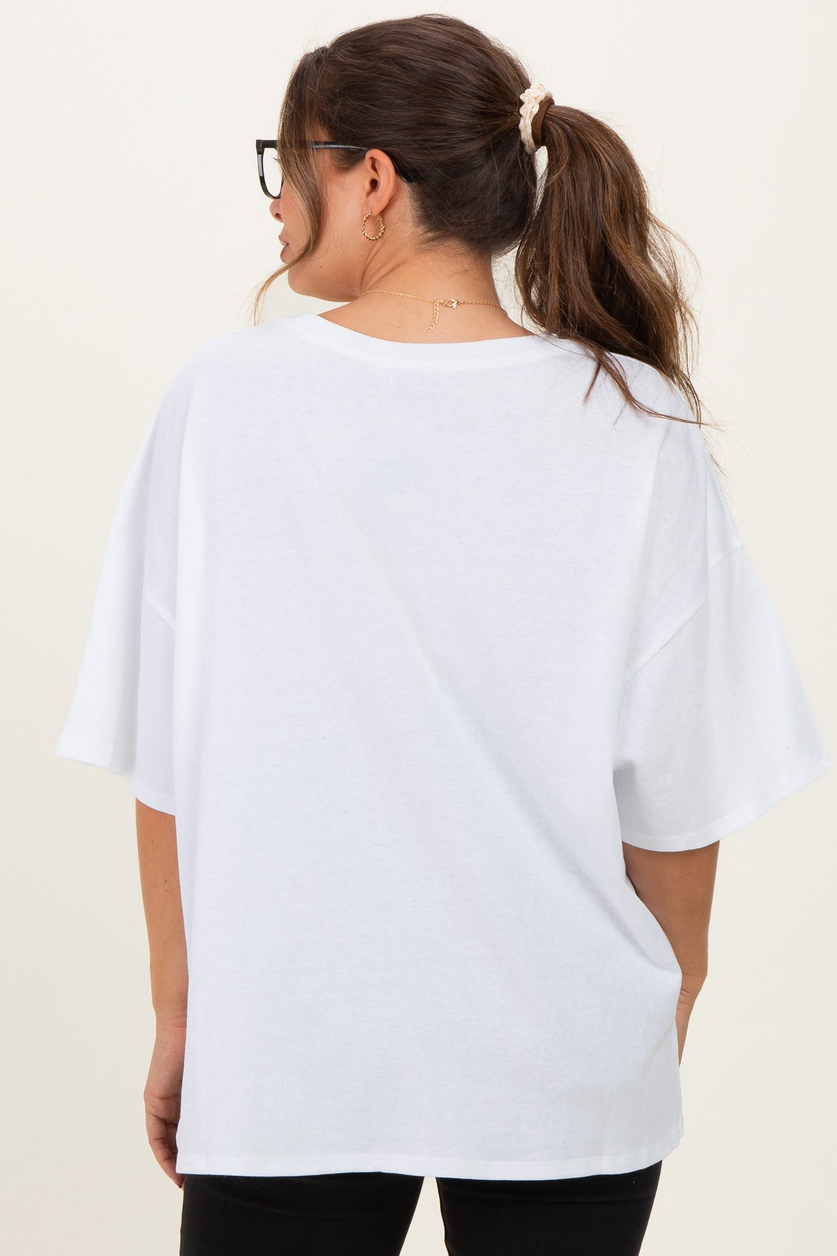 White Cotton Oversized Maternity Tee