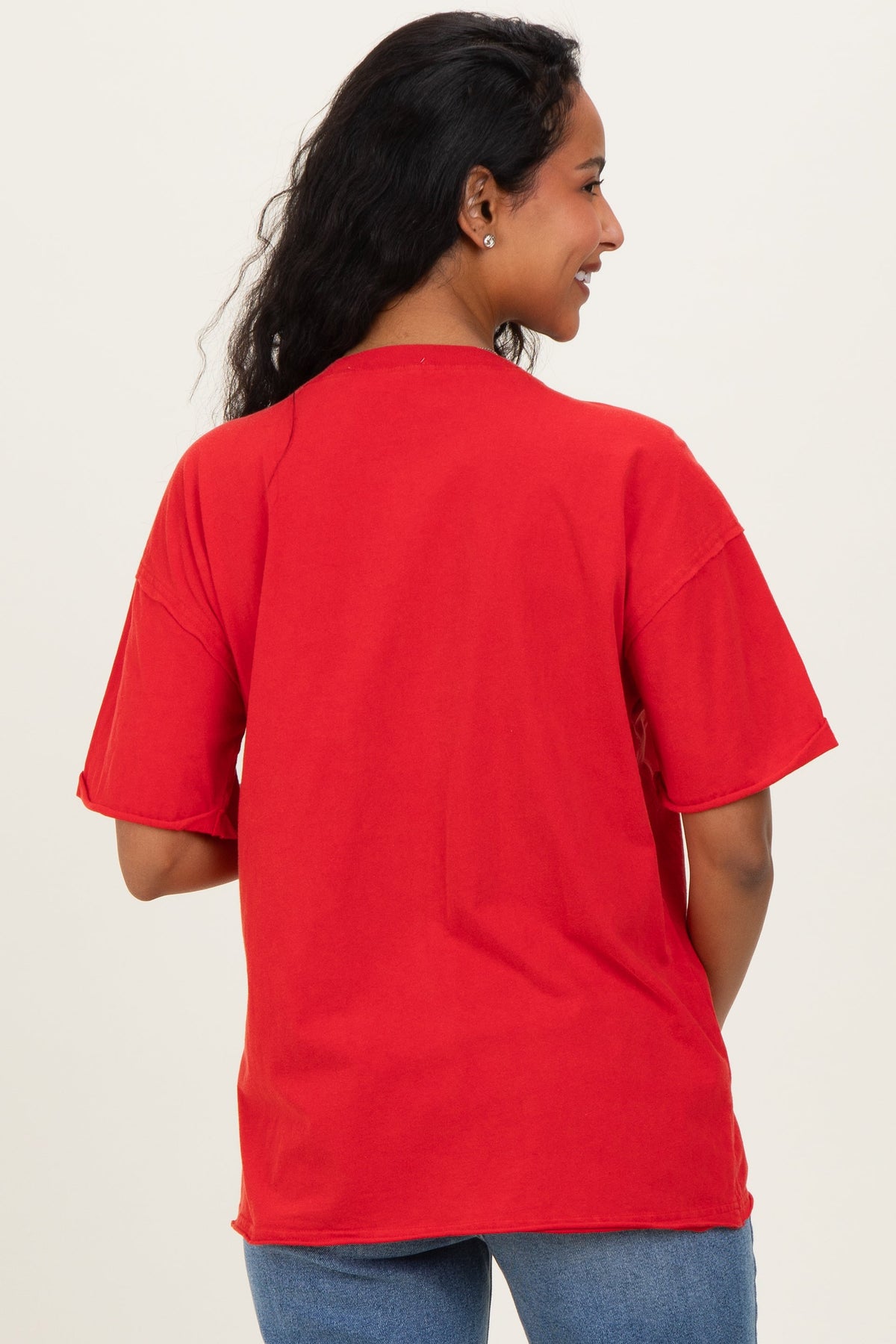 Red Vintage Wash Raw Edge Pocket Maternity T-Shirt