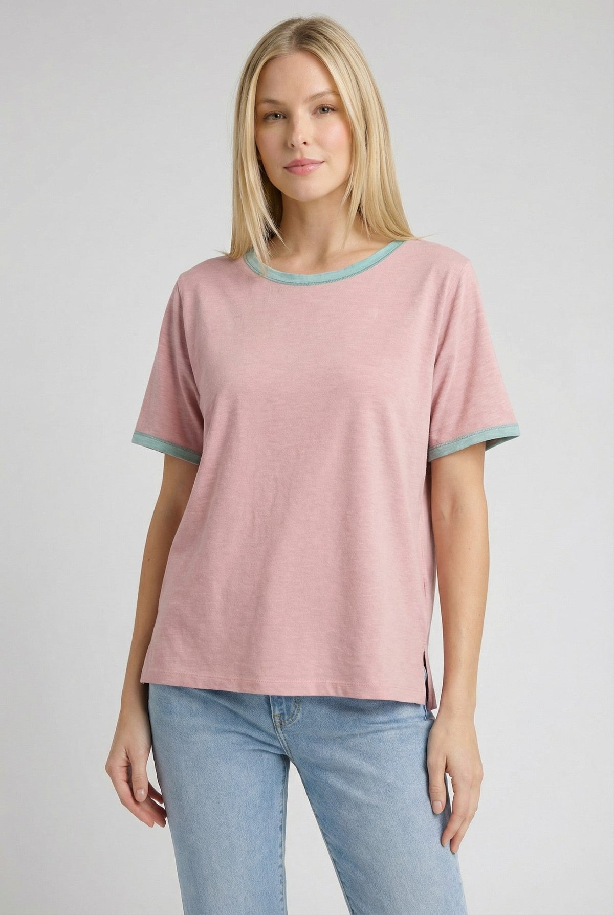 Pink Contrast Trim Boxy Fit Maternity Tee