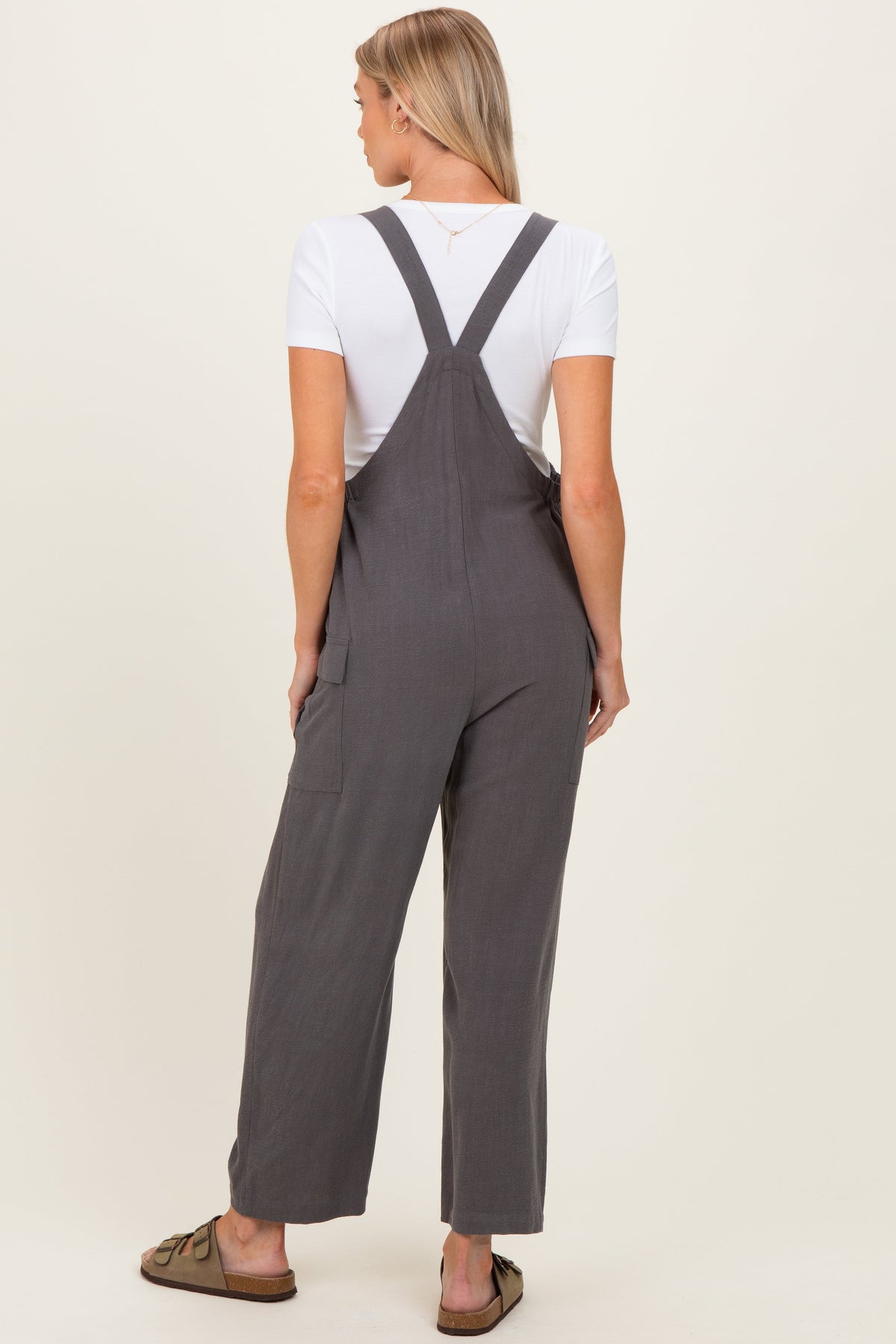 Charcoal Straight Leg Maternity Adjustable Overalls