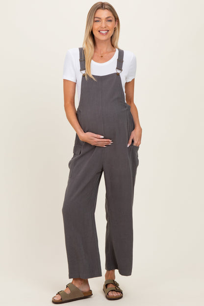 Charcoal Straight Leg Maternity Adjustable Overalls