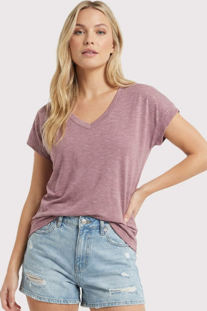 Mauve Slub Knit Maternity V-Neck Top