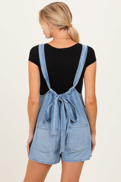 Light Blue Denim Shortall Maternity Romper