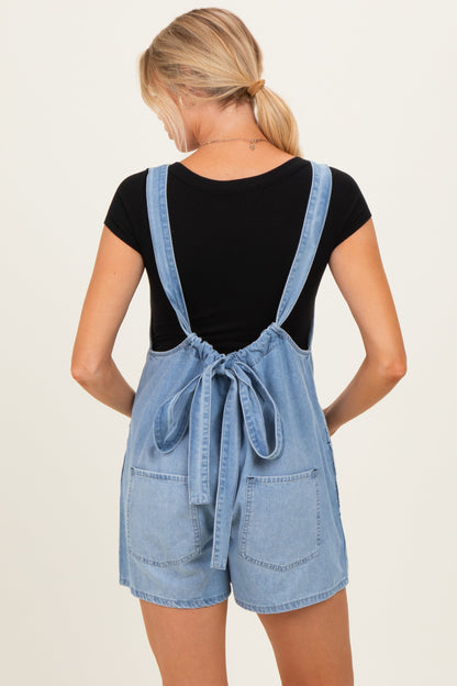 Light Blue Denim Shortall Maternity Romper