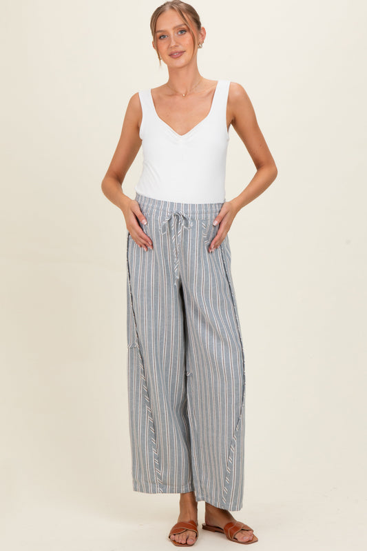 Seafoam Washed Striped Maternity Pants