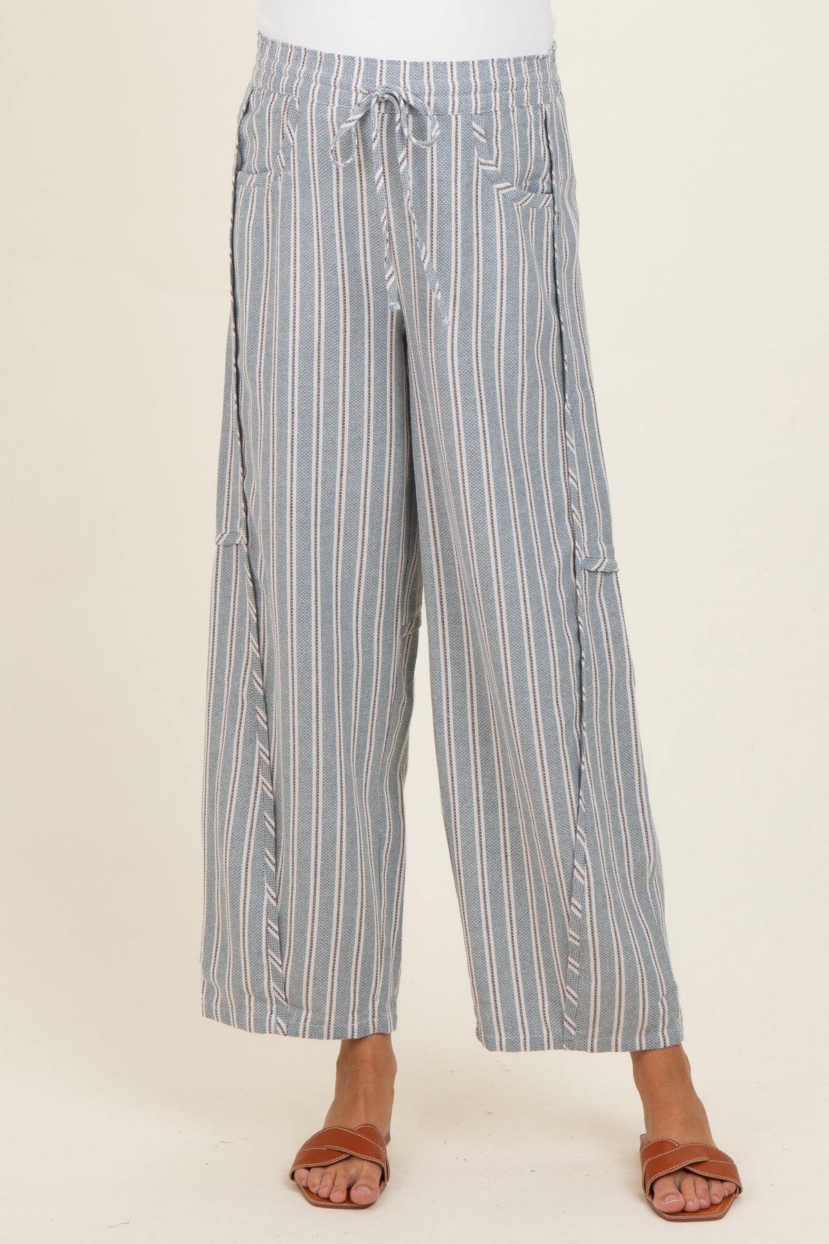 Seafoam Washed Striped Maternity Pants