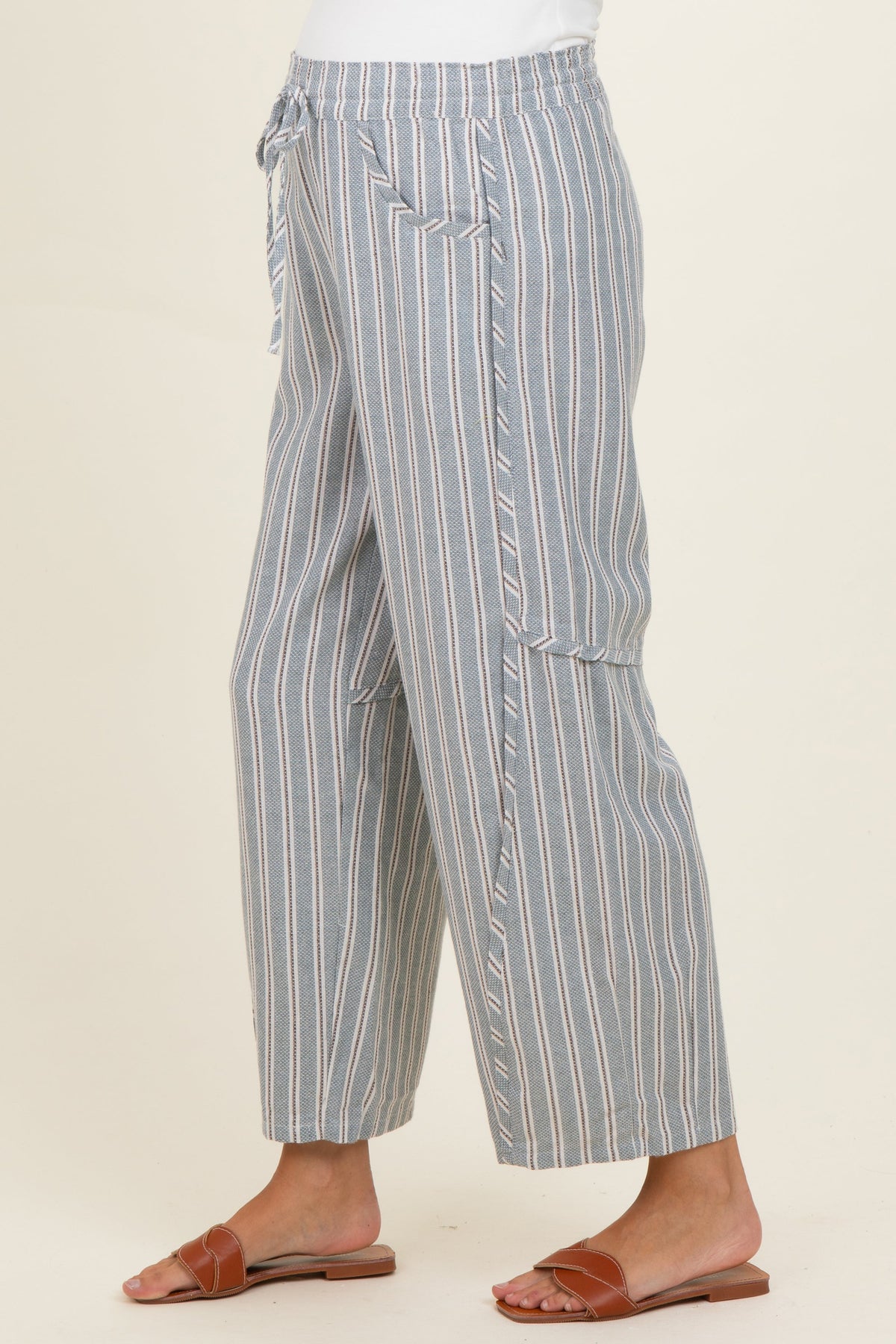 Seafoam Washed Striped Maternity Pants