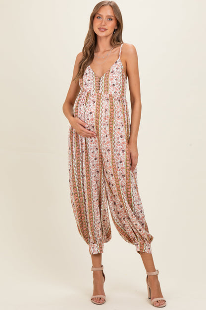Lemongrass Floral Harem Leg Maternity Jumpsuit