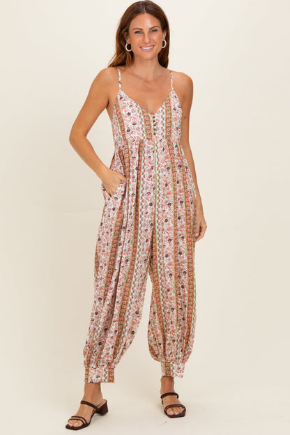 Lemongrass Floral Harem Leg Maternity Jumpsuit