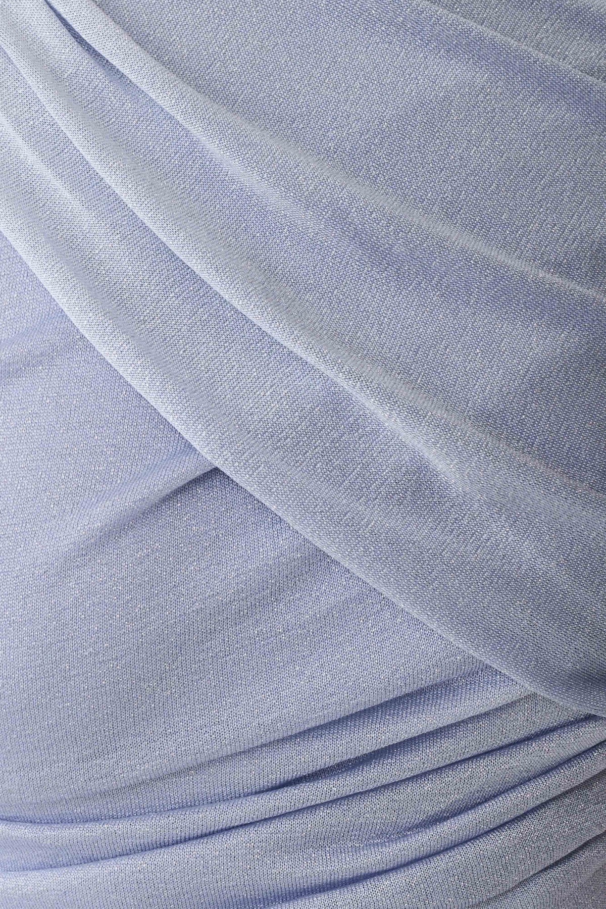 Adrienne One Shoulder Lurex Top Pastel Blue
