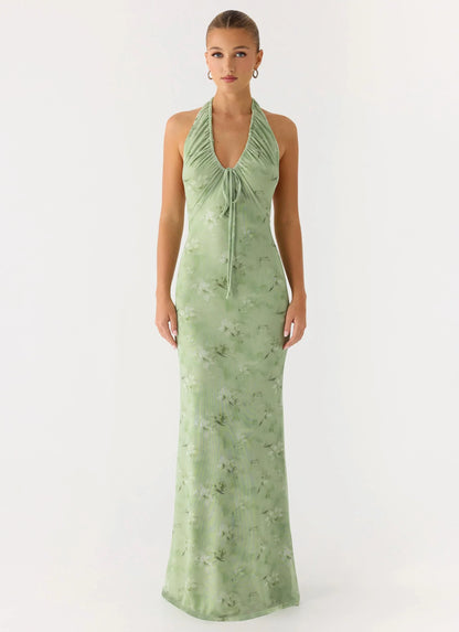 Ask You Twice Maxi Dress Blurred Lime