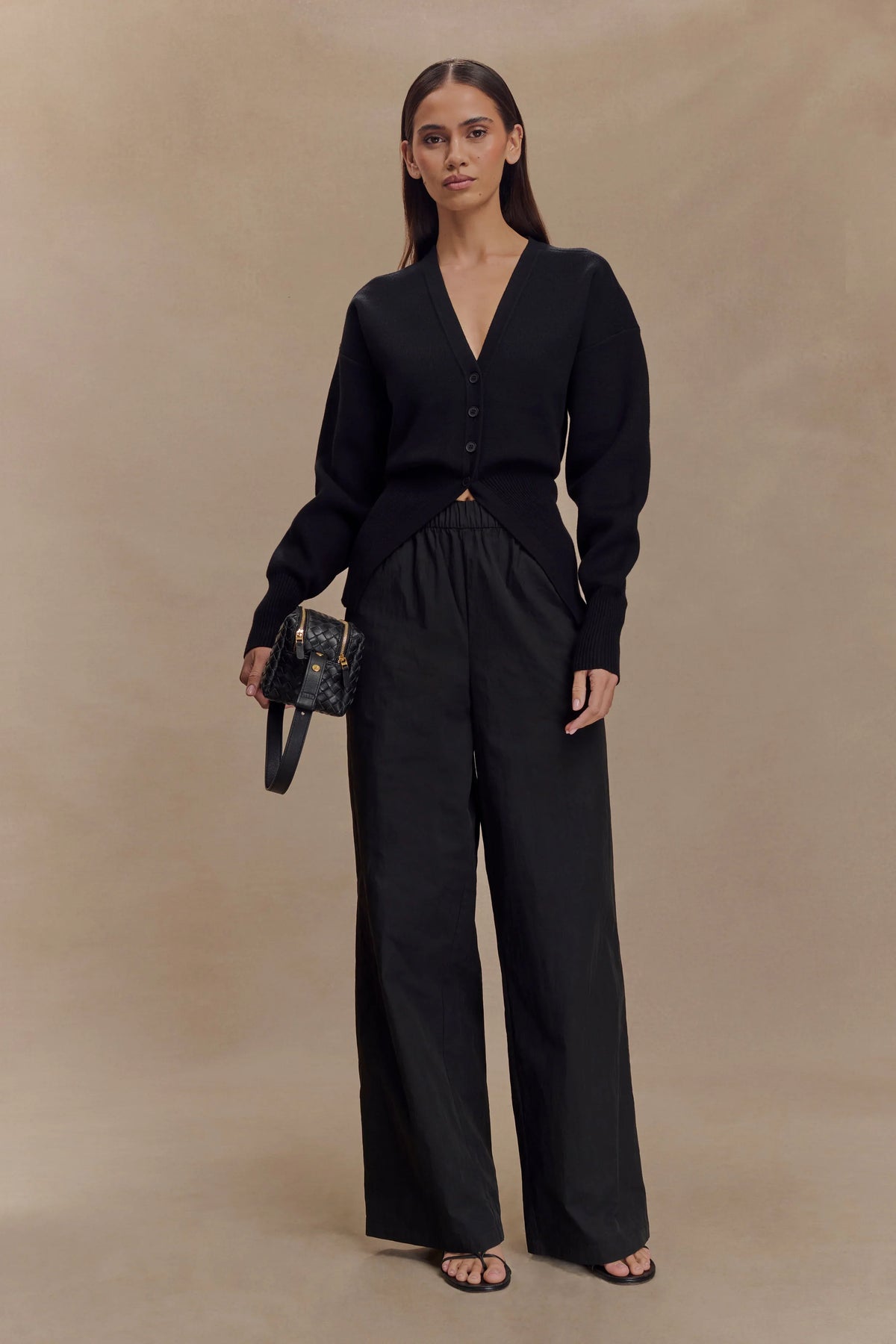 Alexia Buttoned Oversized Cardigan Black
